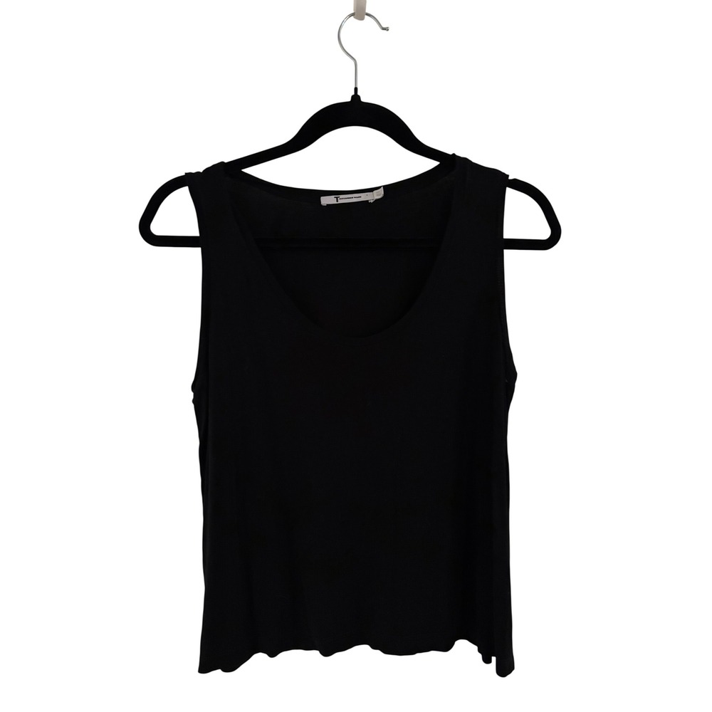 T by Alexander Wang Black Scoop Neck Viscose Tank Top Size S CA00985